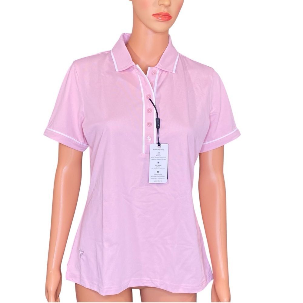 Maelreg Pink Golf Polo Shirt NWT Performance Wear Utility Chic Athleisure SZ M